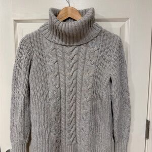 GAP Tan/Grey Cable Knit Turtleneck Sweater